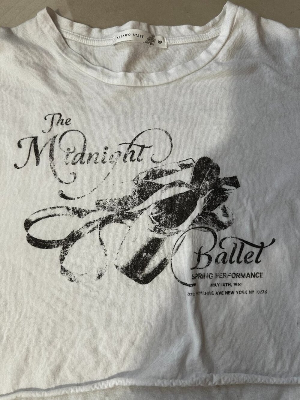 Altar'd State White "The Midnight Ballet" Cropped Graphic Tee - Size XL